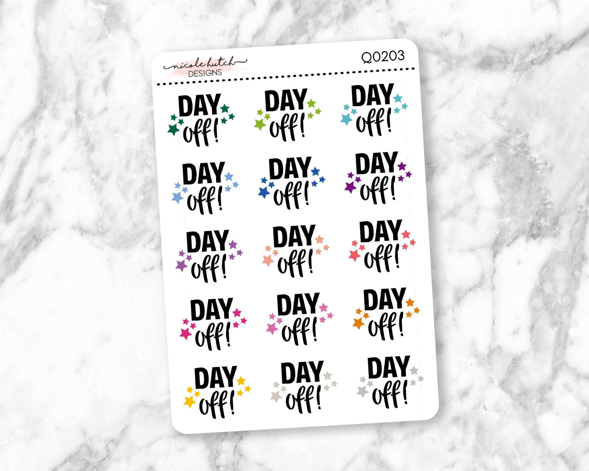 Q0203 || Day Off Typography Planner Stickers - Functional Stickers - …