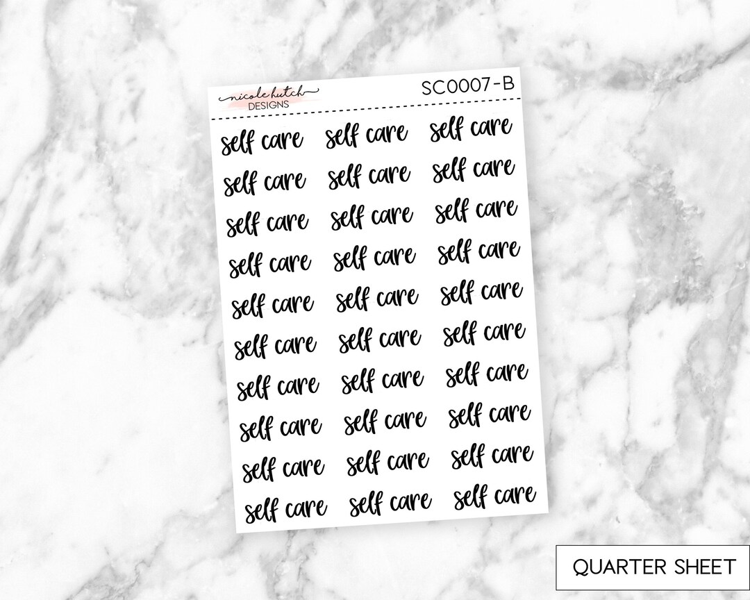 Self Care Classic Script Planner Stickers Functional Stickers Script