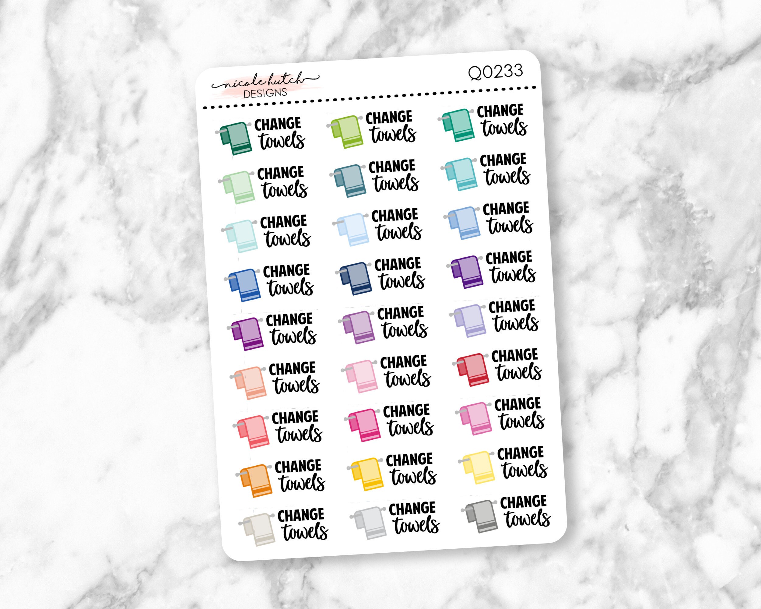Q0233 || Change Towels Typography Planner Stickers - Functional Stick…