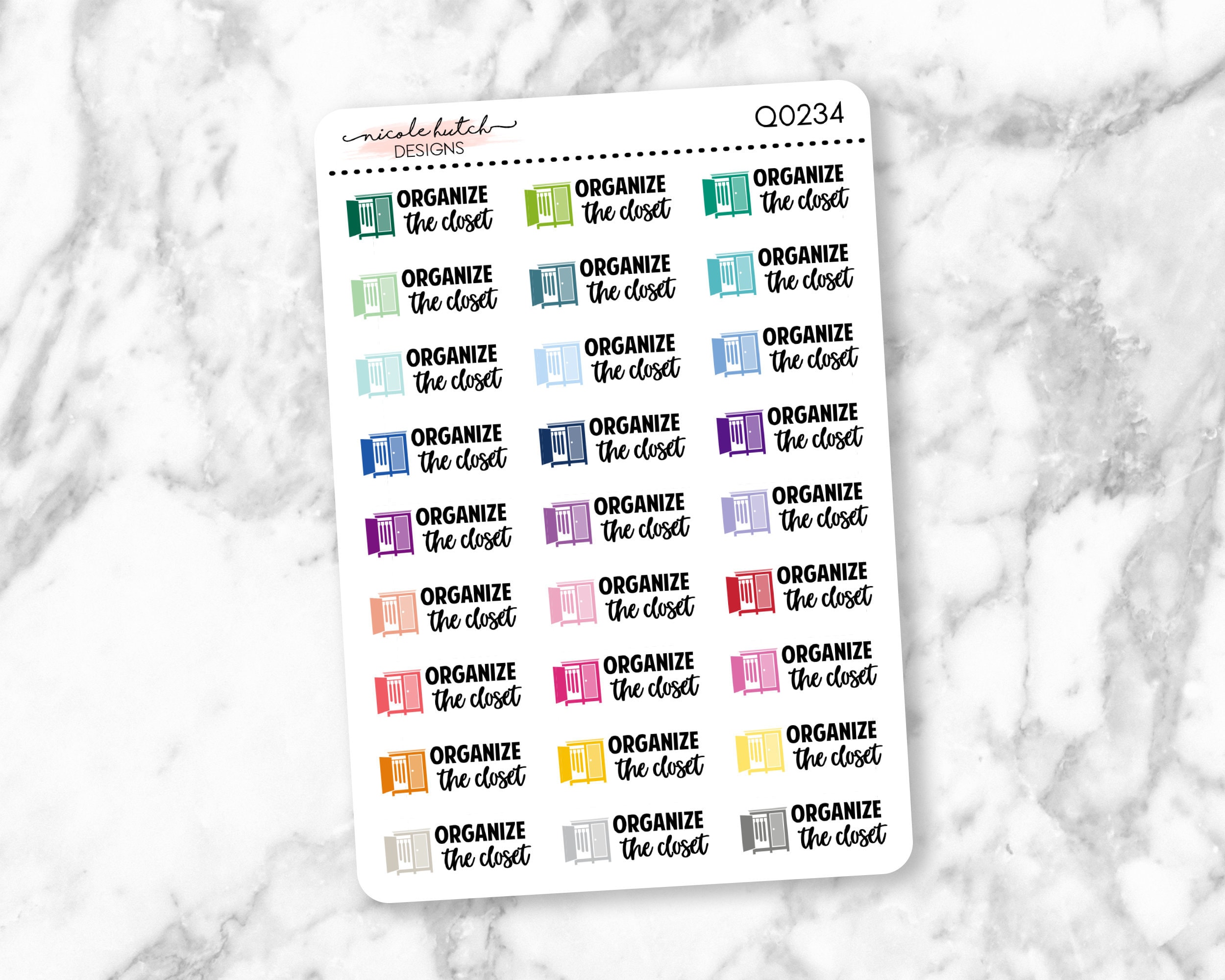 Q0234 || Organize the Closet Typography Planner Stickers - Functional…