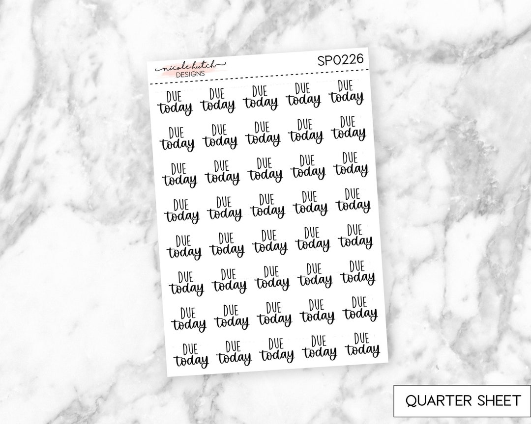 Due Today Small Typography Planner Stickers Functional - Etsy