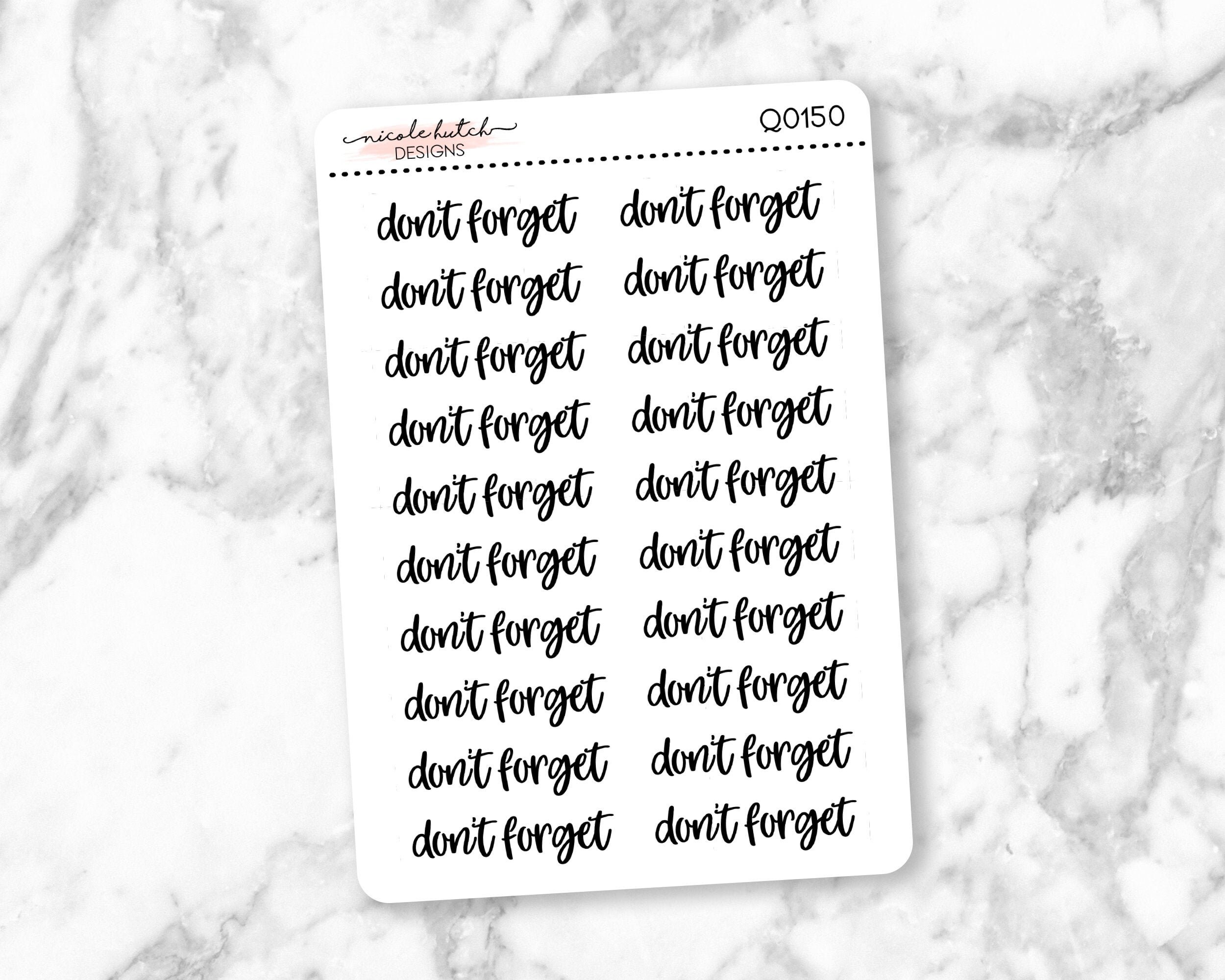 Q0150 || Don't Forget Script Word Planner Stickers - Functional S…