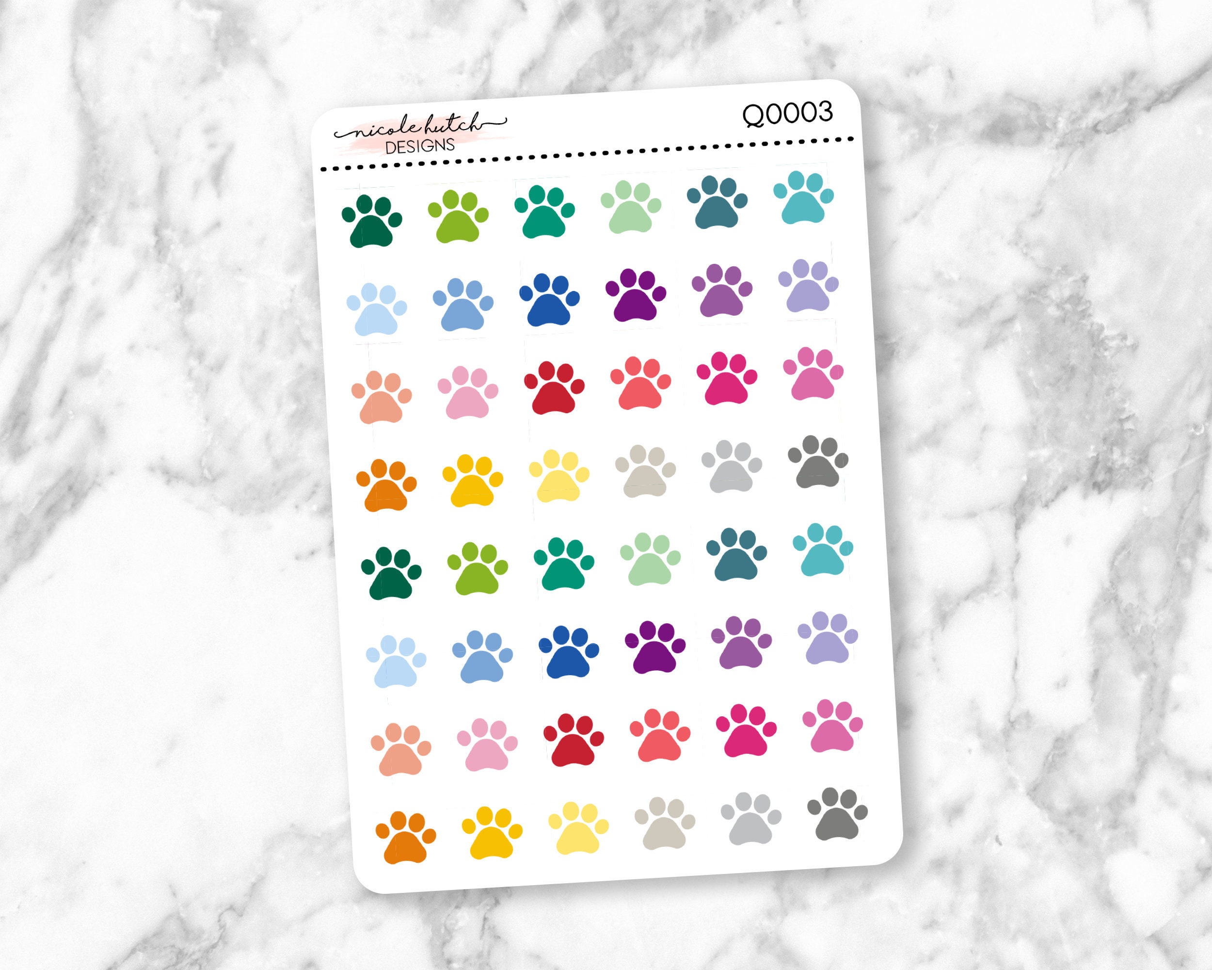 Q0003 || Pet Paw Print Small Icon Planner Stickers - Functional Stick…