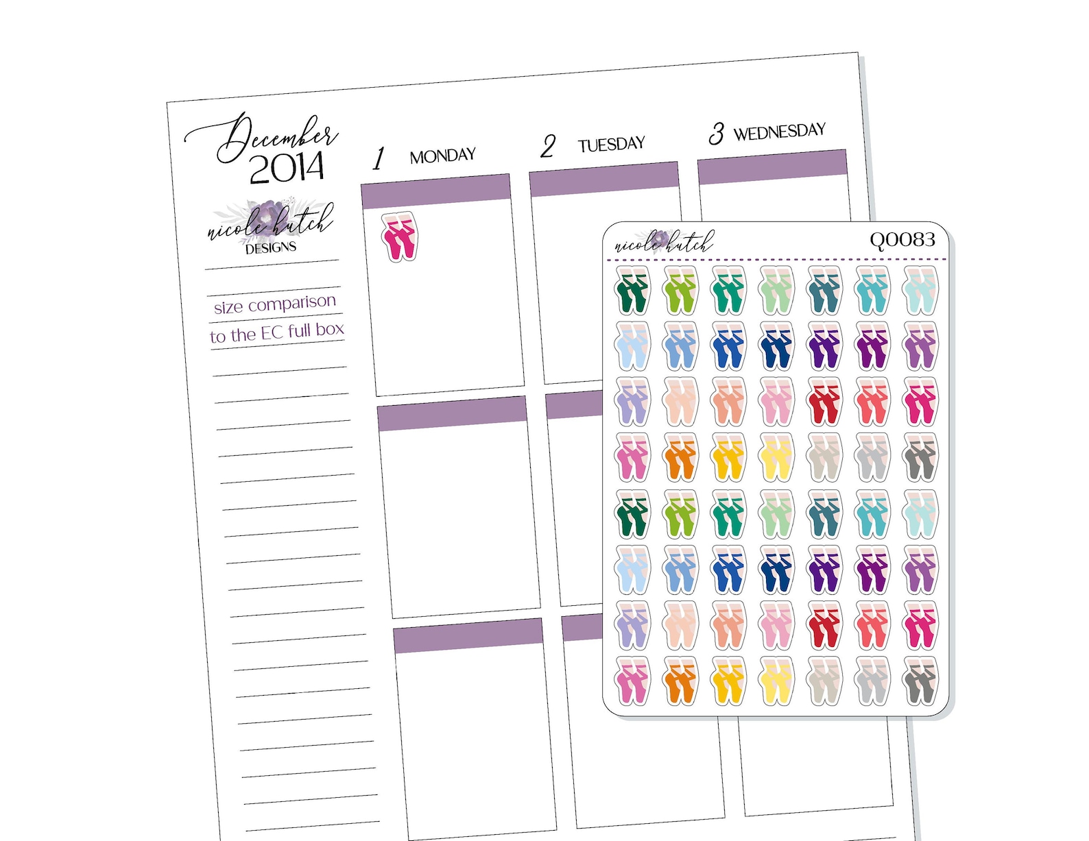 small ballet dancing icon planner stickers - activity - dance - functional stickers - multi color - matte removable [q0083]