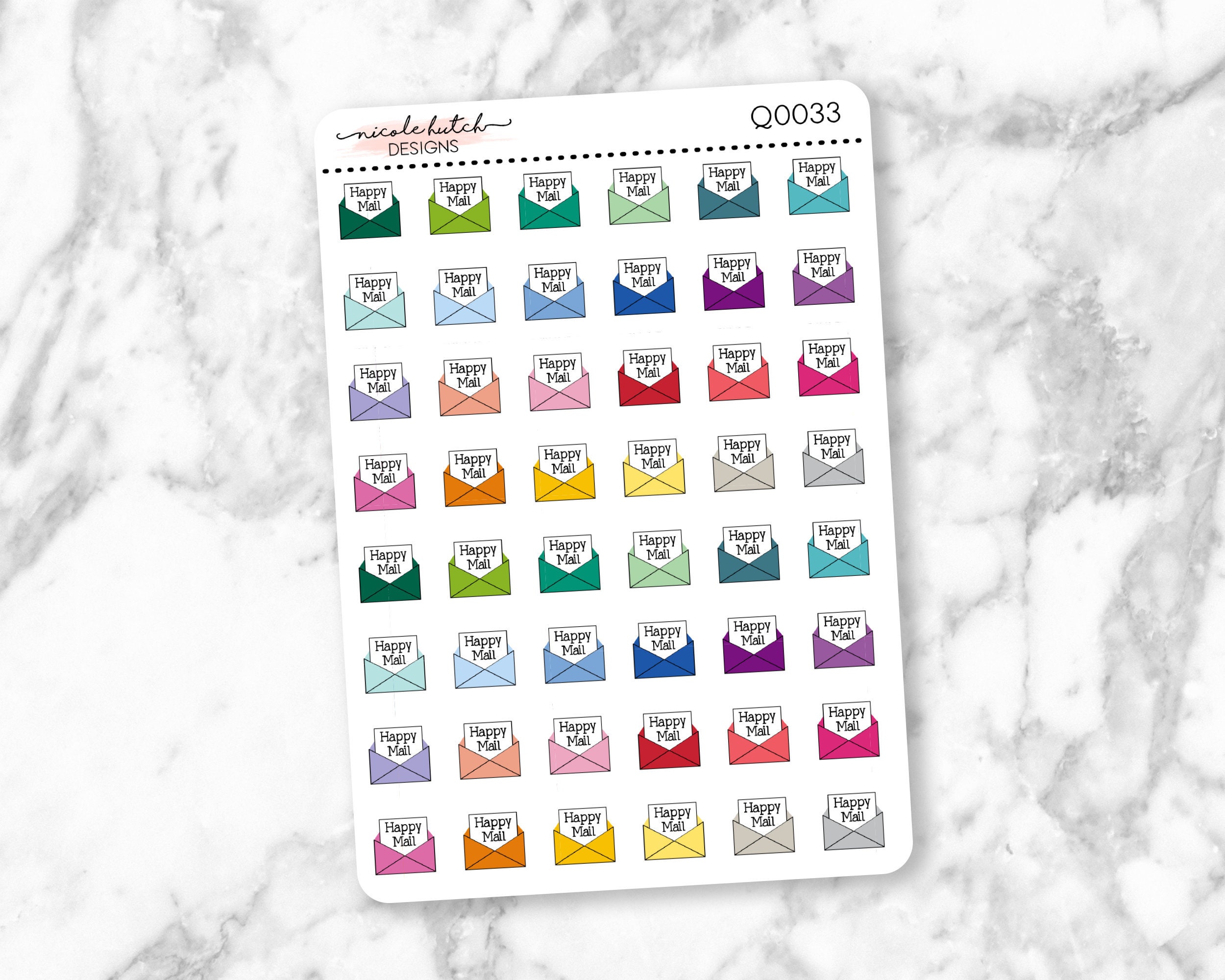 Q0033 || Happy Mail Envelope Small Icon Planner Stickers - Functional…
