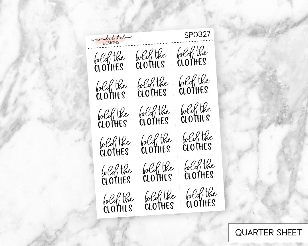 Fold the Clothes Brush Script Planner Stickers Functional Stickers