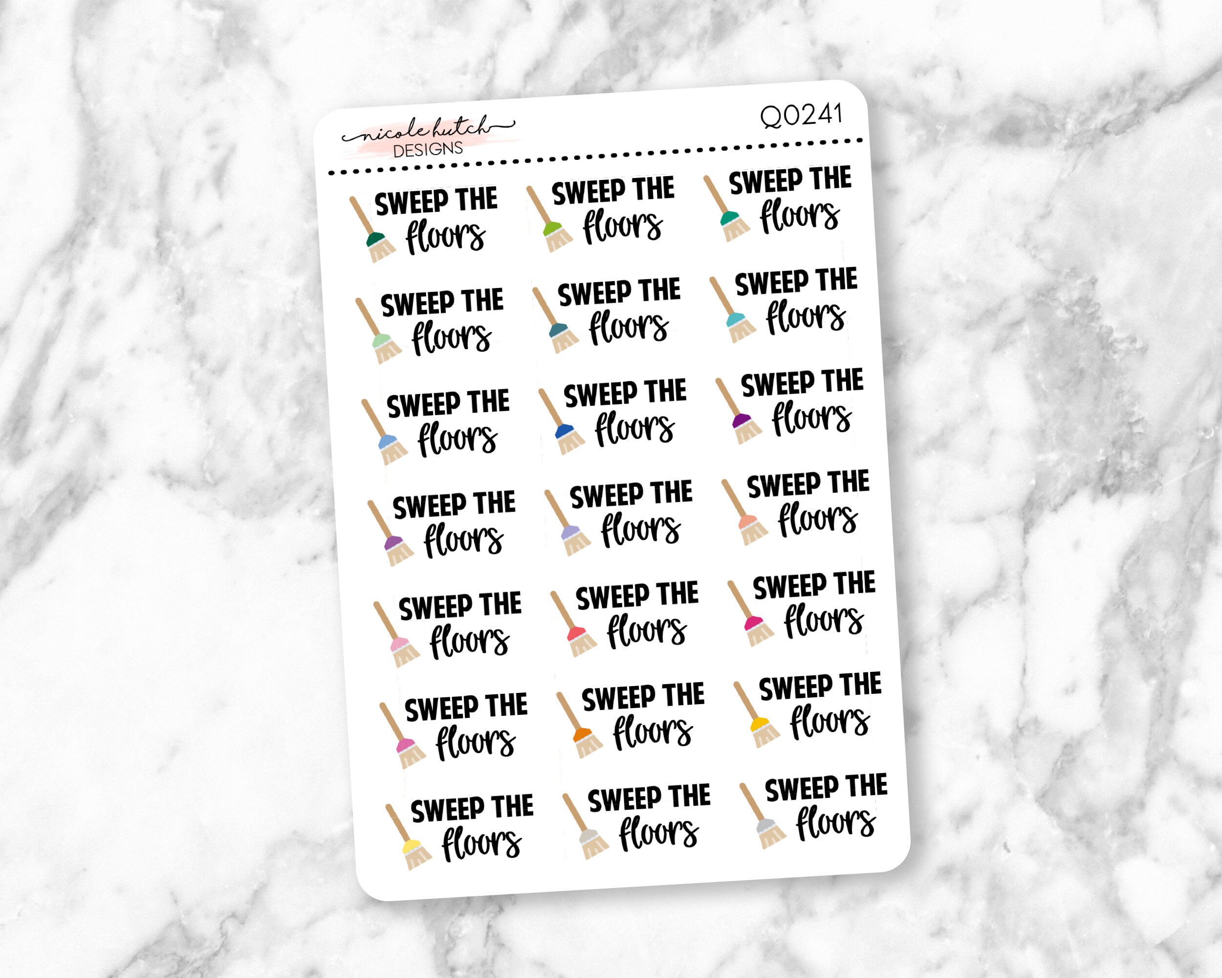 Q0241 || Sweep the Floors Typography Planner Stickers - Functional St…