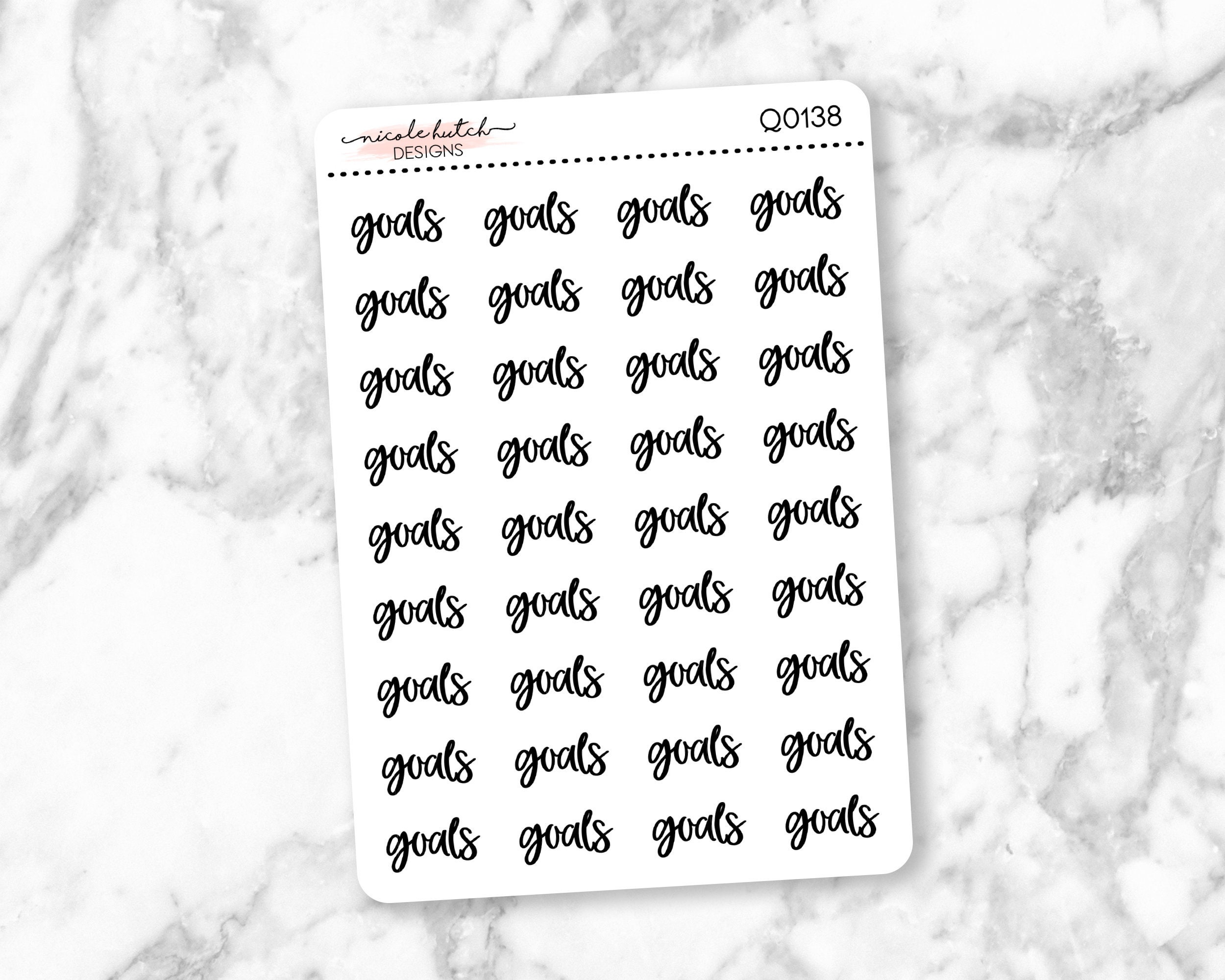 Q0138 || Goals Script Word Planner Stickers - Functional Stickers - B…
