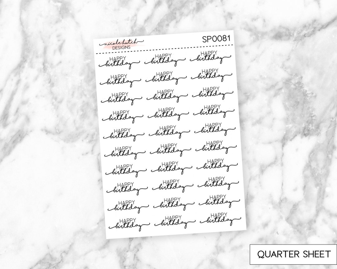 Happy Birthday Mini Script Planner Stickers Functional - Etsy