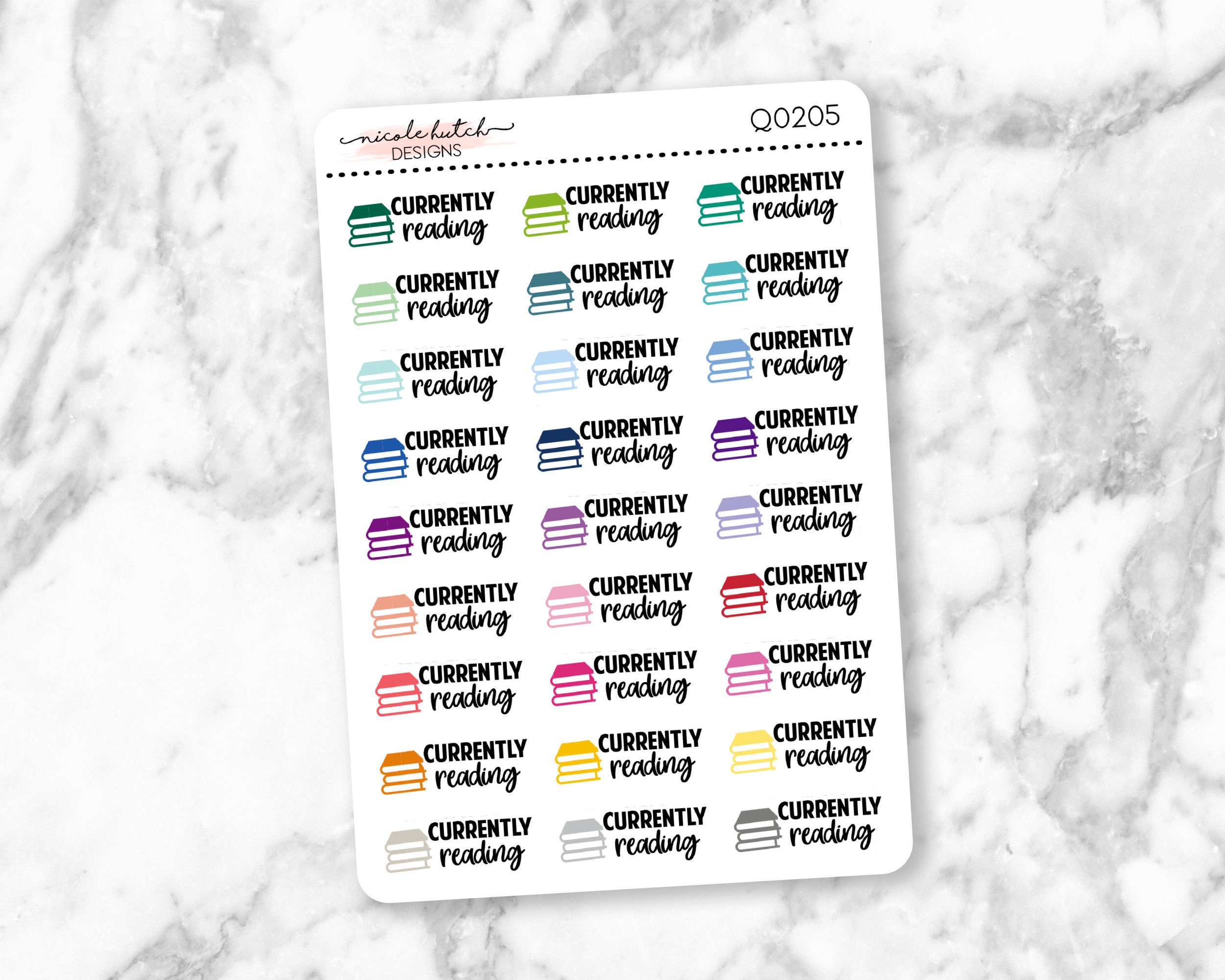 Q0205 || Currently Reading Typography Planner Stickers - Functional S…