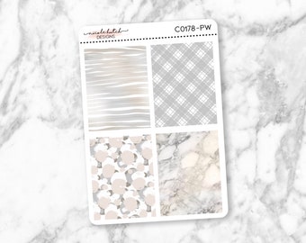 Functional Stickers Summer  Collection Matte Removable Labels C0161-WH || Washi Strips for Vertical Planners