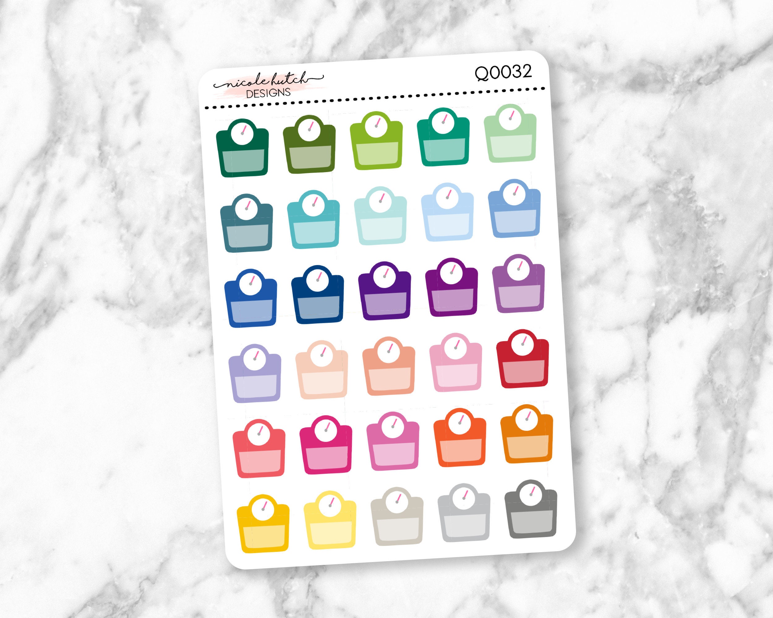 Q0032 || Weigh In Scale Small Icon Planner Stickers - Functional Stic…