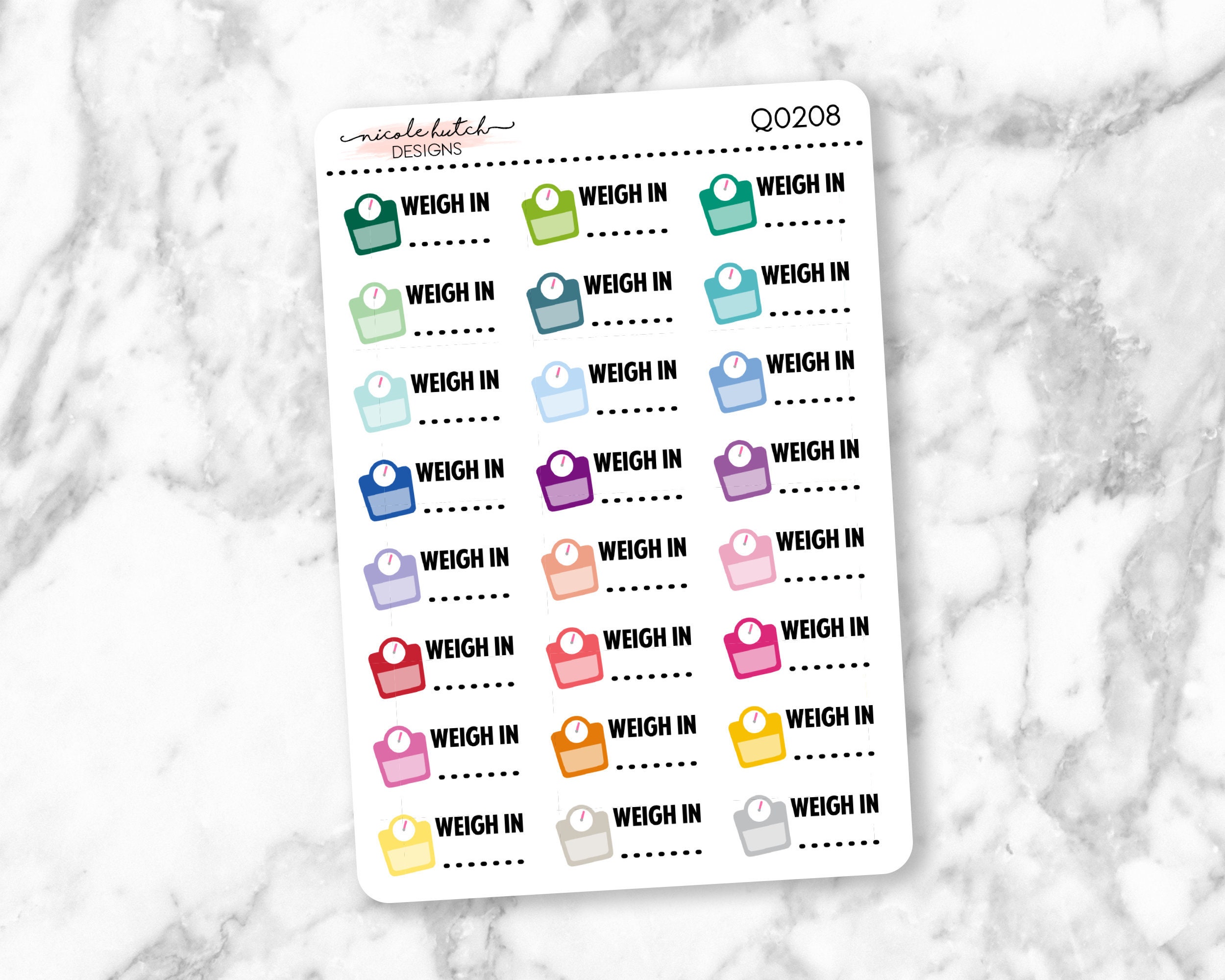 Q0208 || Weigh In Typography Planner Stickers - Functional Stickers -…