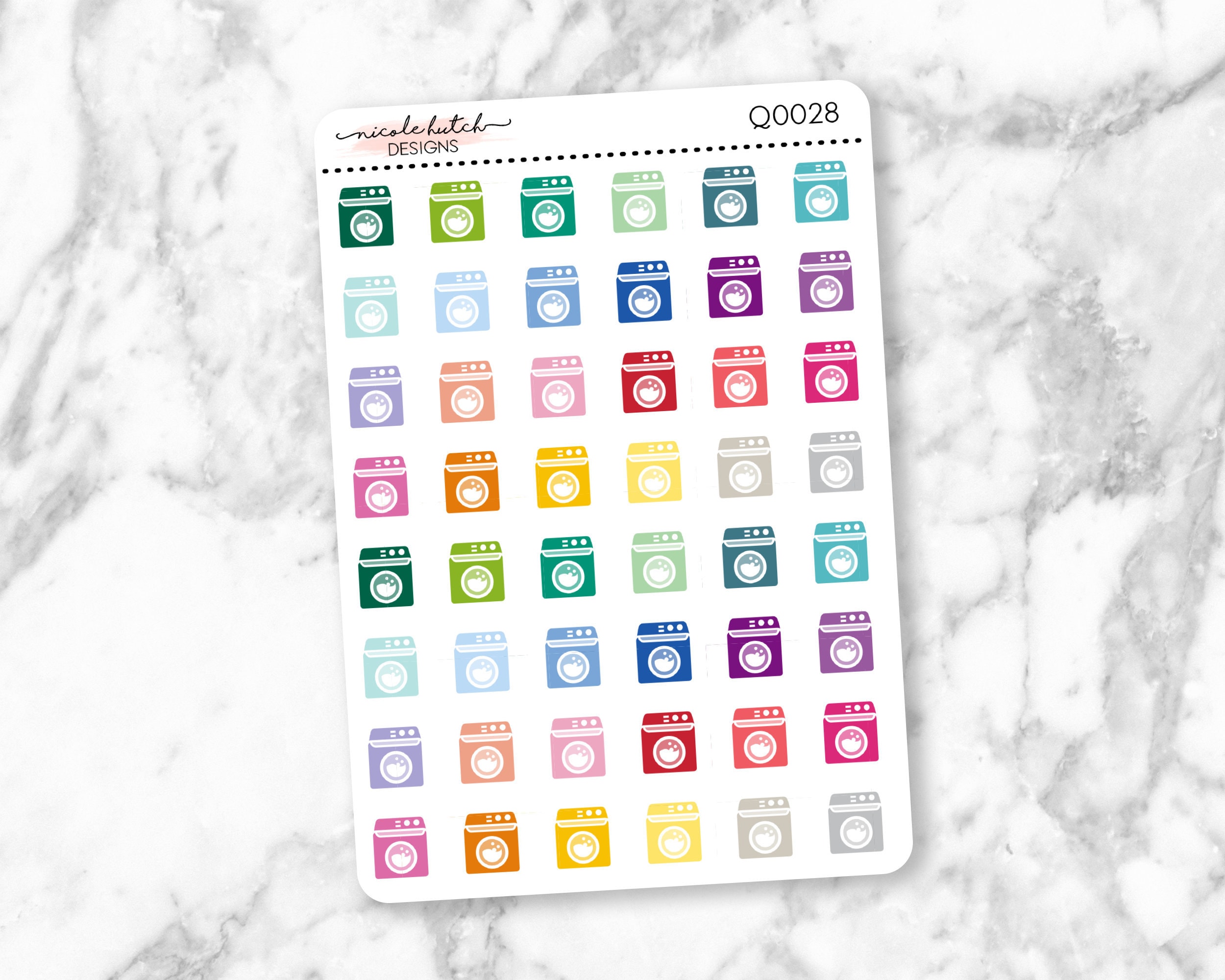 Q0028 || Laundry Washing Machine Small Icon Planner Stickers - Functi…