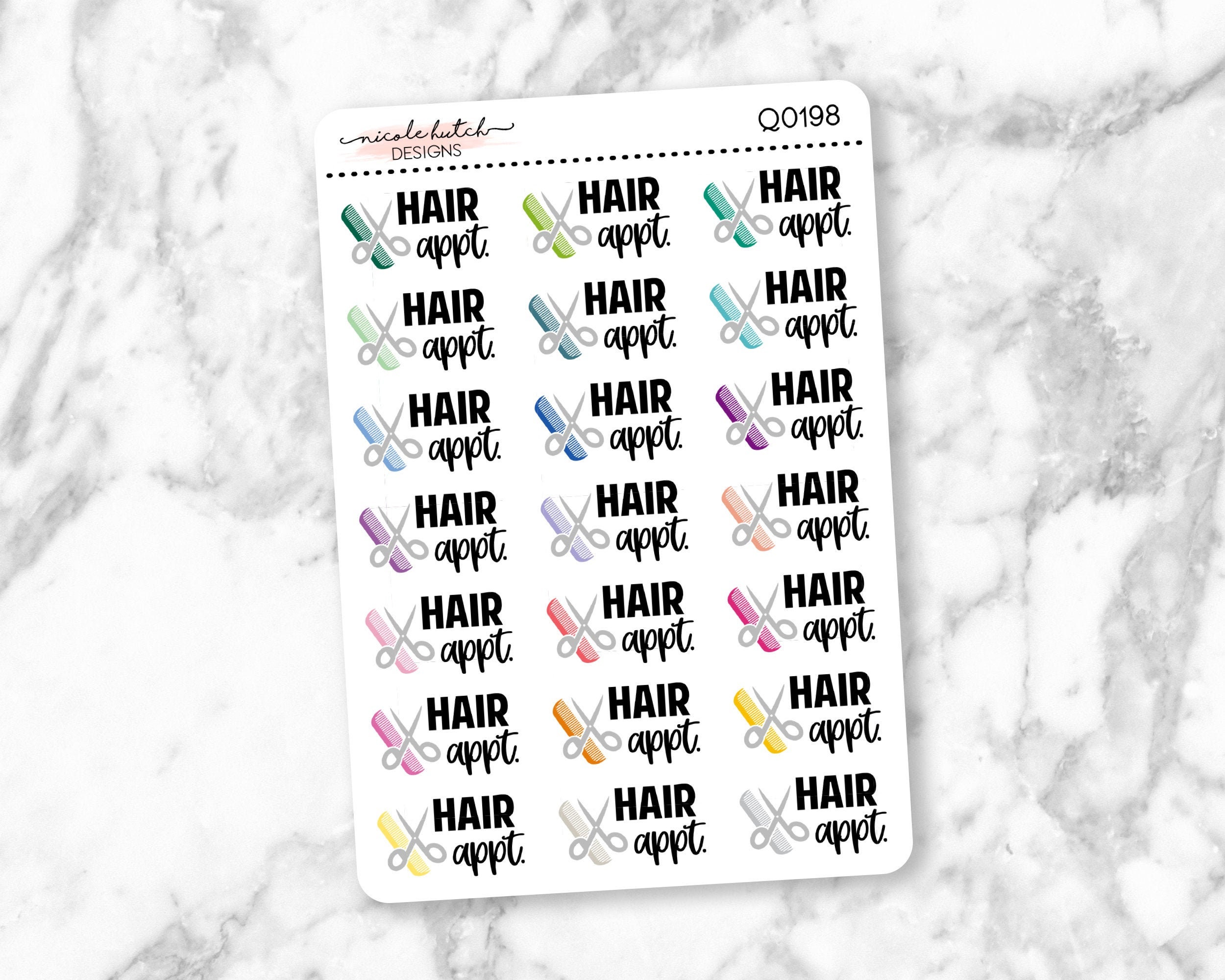 Q0198 || Hair Appt Typography Planner Stickers - Functional Stickers …