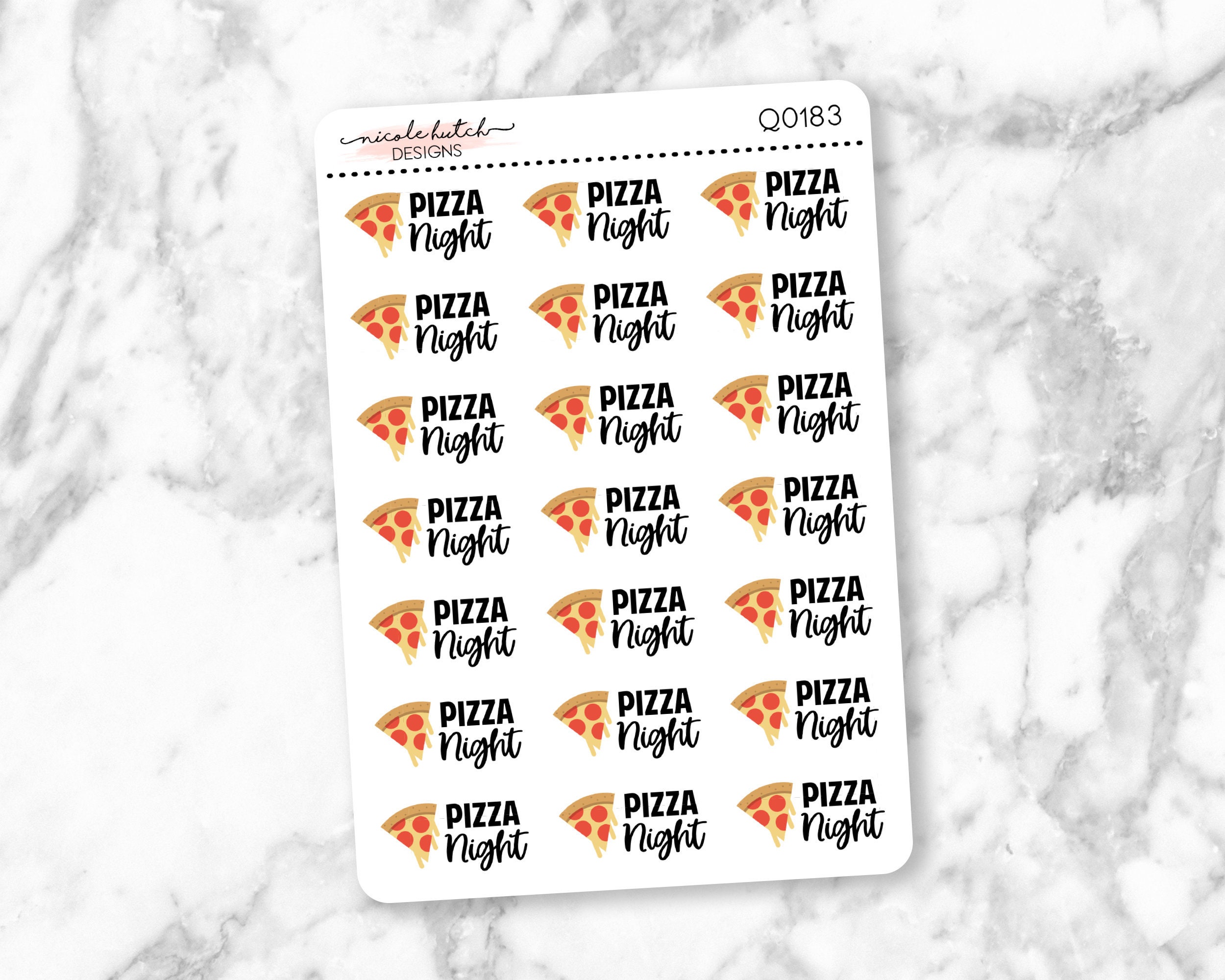 Q0183 || Pizza Night Typography Planner Stickers - Functional Sticker…