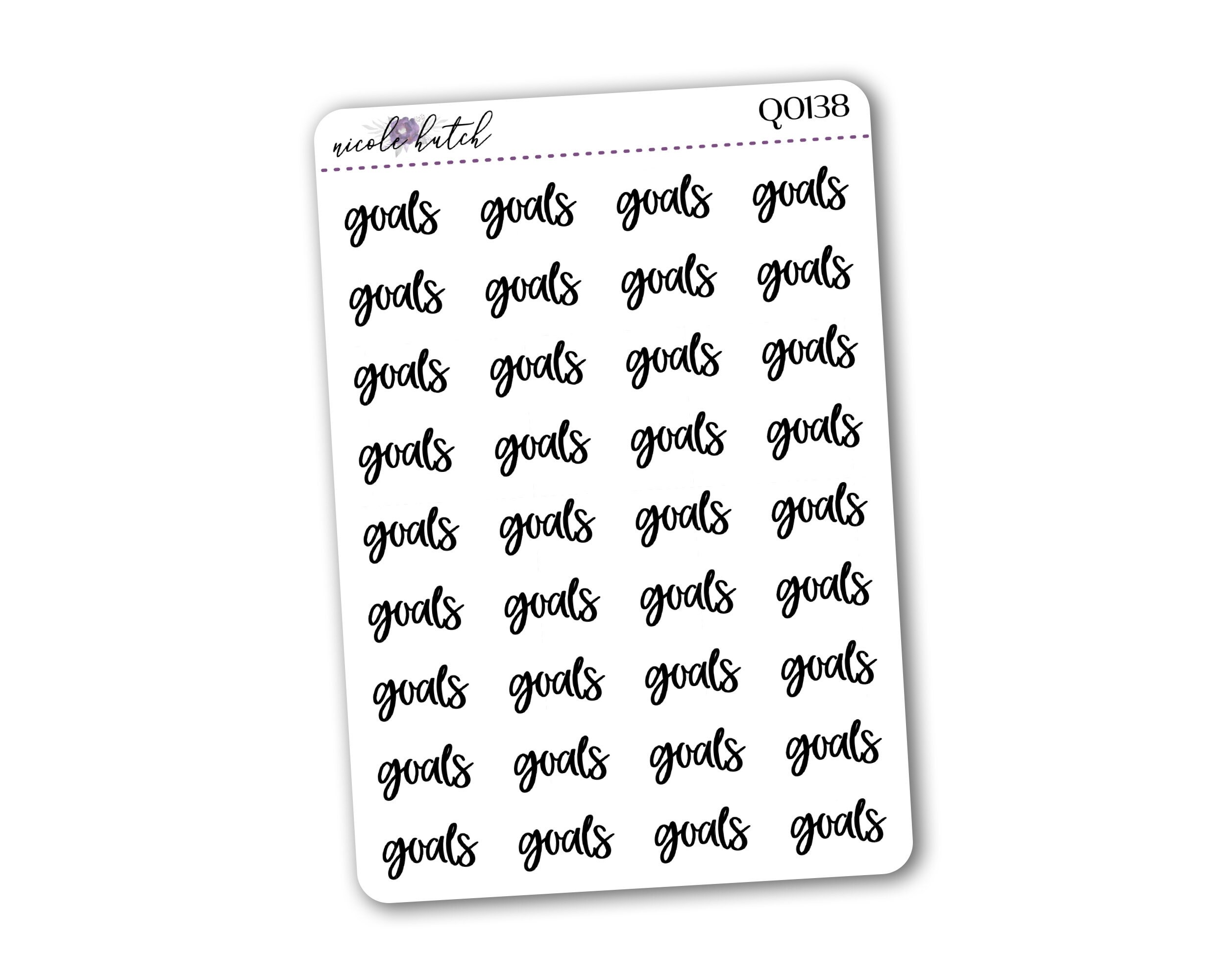 Q0138 // Goals Script Cursive Typography Quarter Sheet Etsy