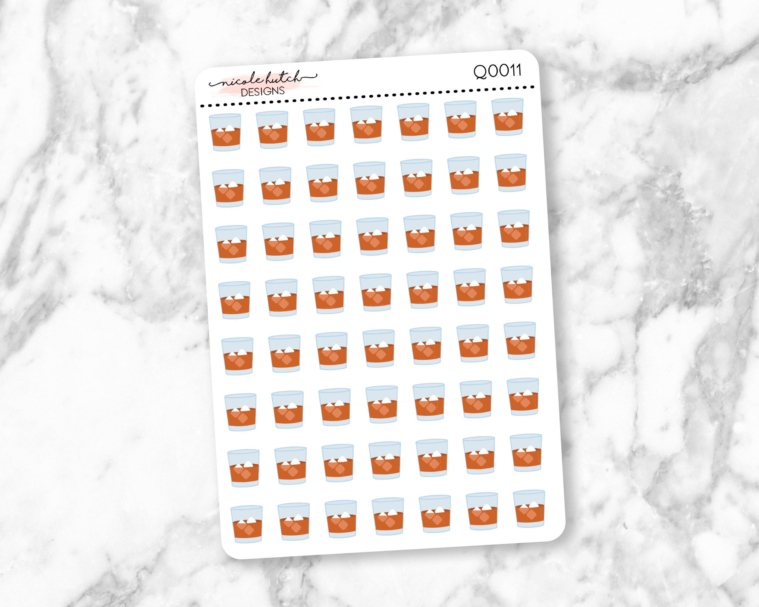 Q0011 || Whiskey Glass Small Icon Planner Stickers - Functional Stick…