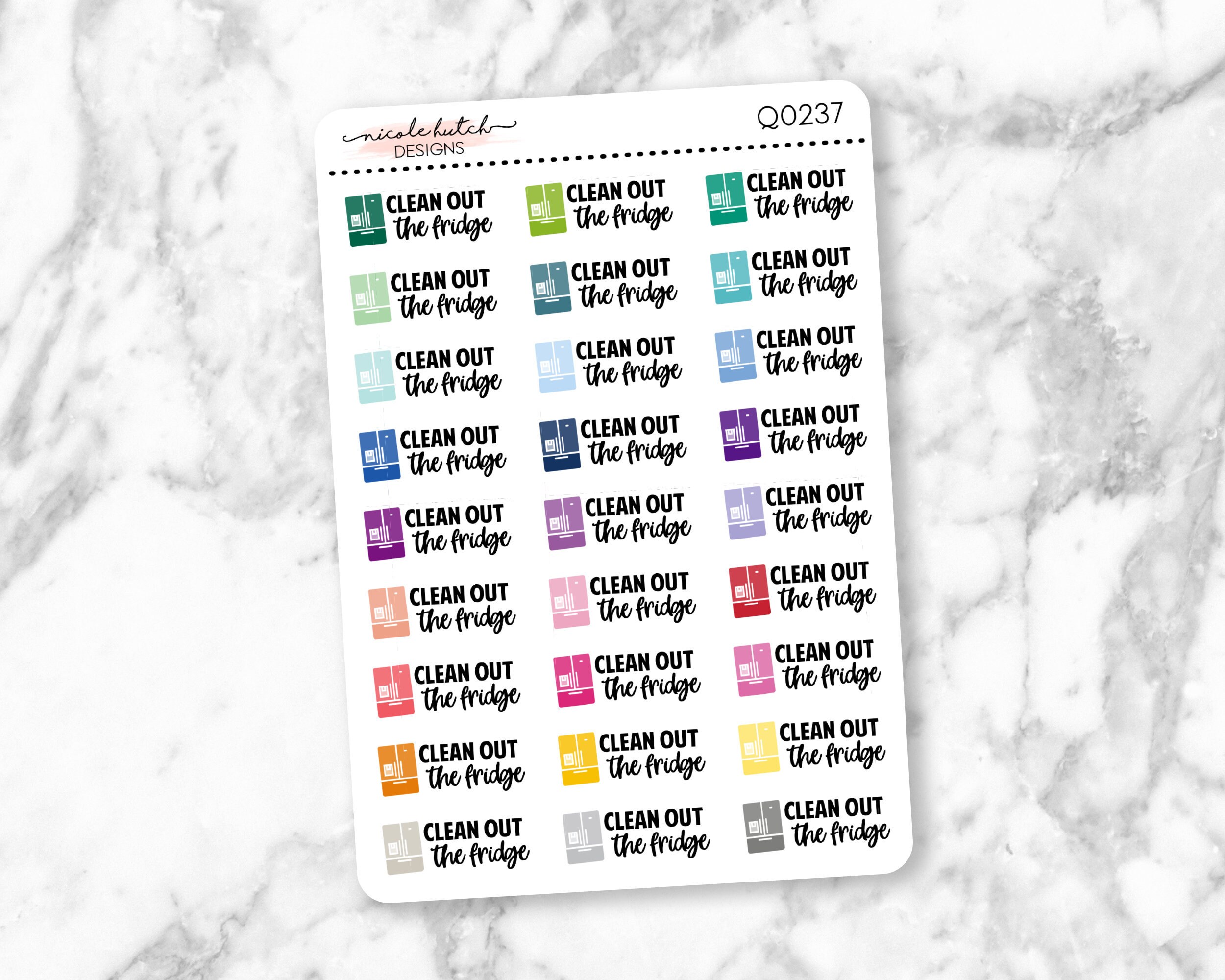 Q0237 || Clean out the Fridge Typography Planner Stickers - Functiona…