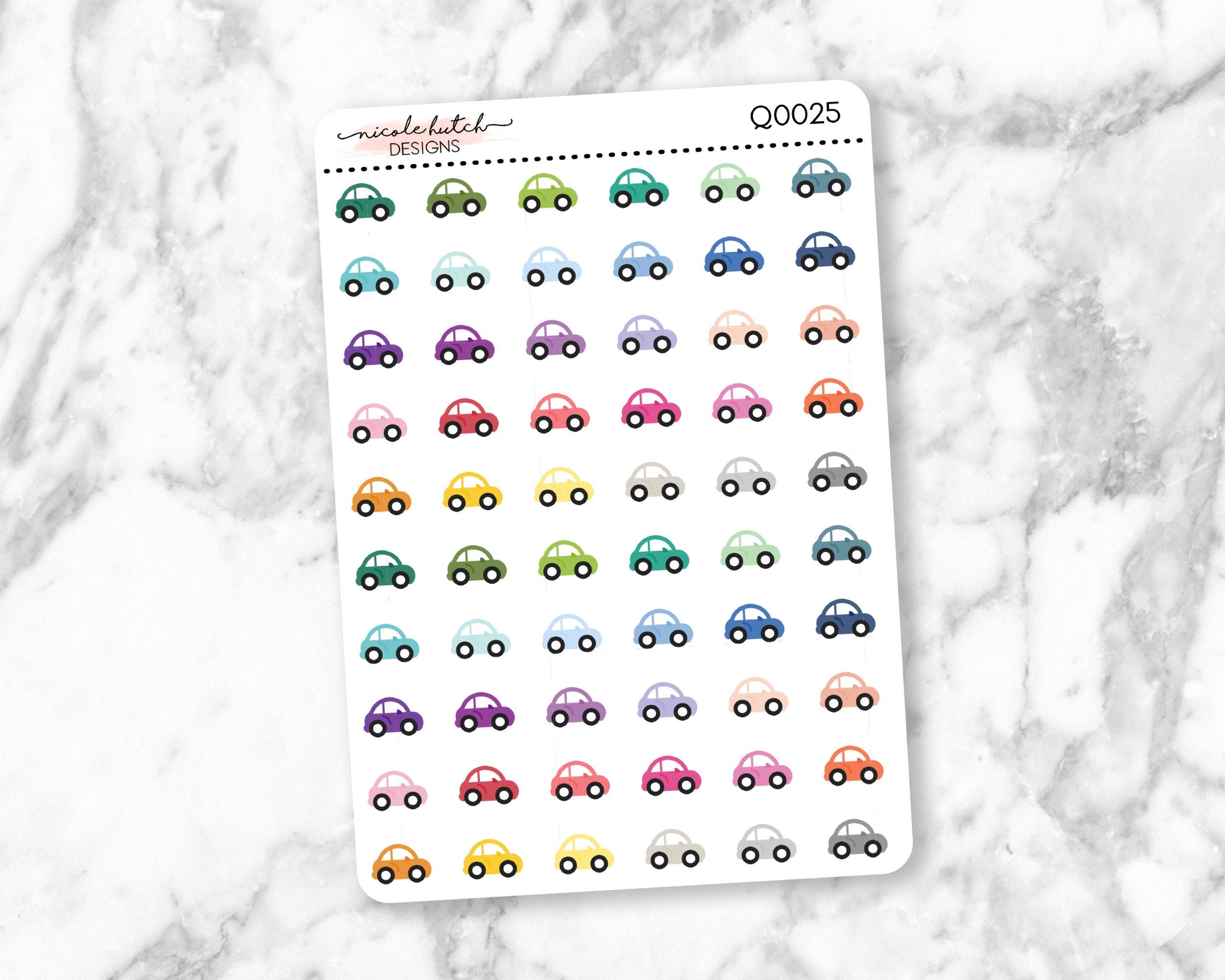 Q0025 || Car Small Icon Planner Stickers - Functional Stickers - Colo…