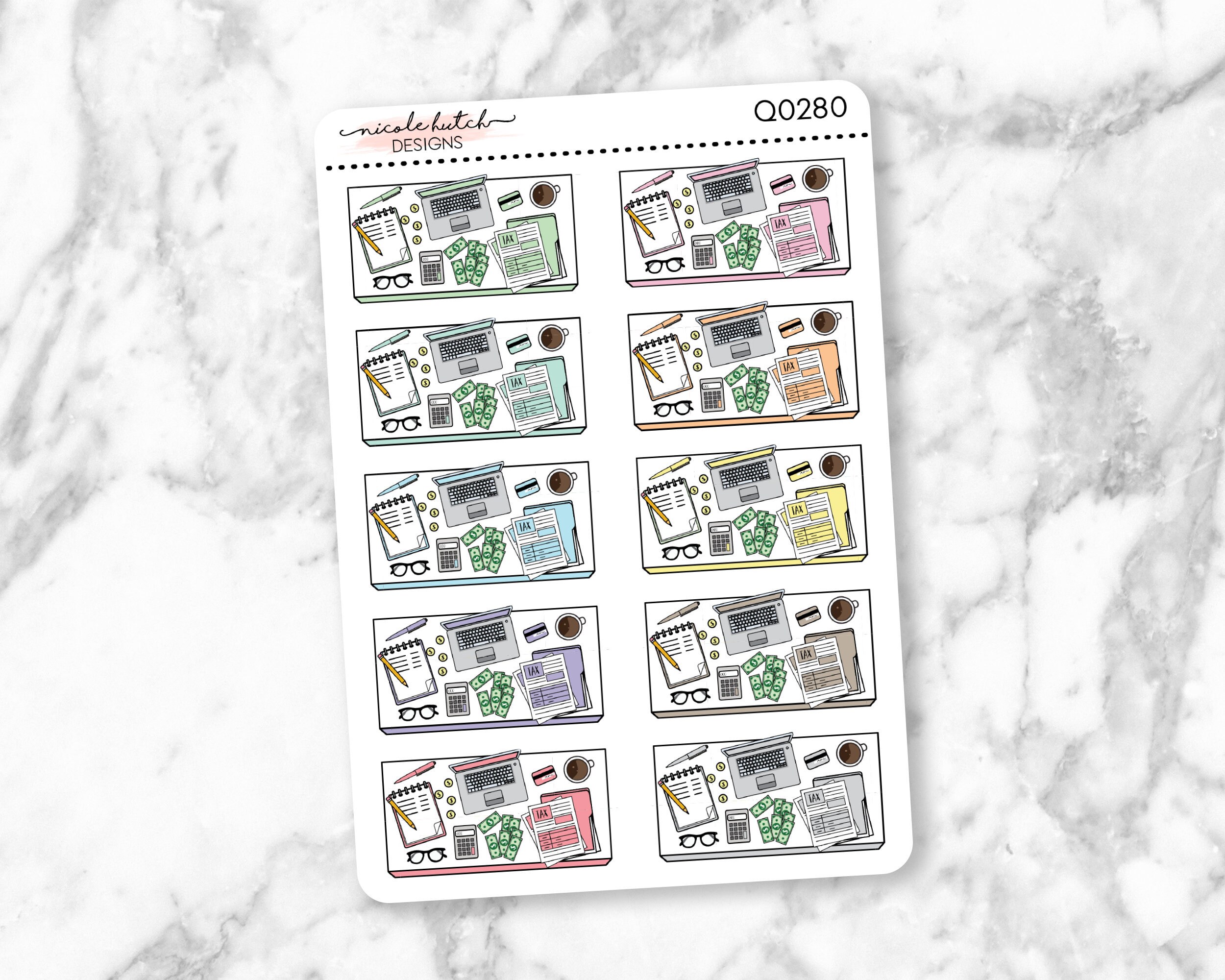 Q0280 || Budget/Bill Pay Flat Lay Planner Stickers - Doodle Stickers …