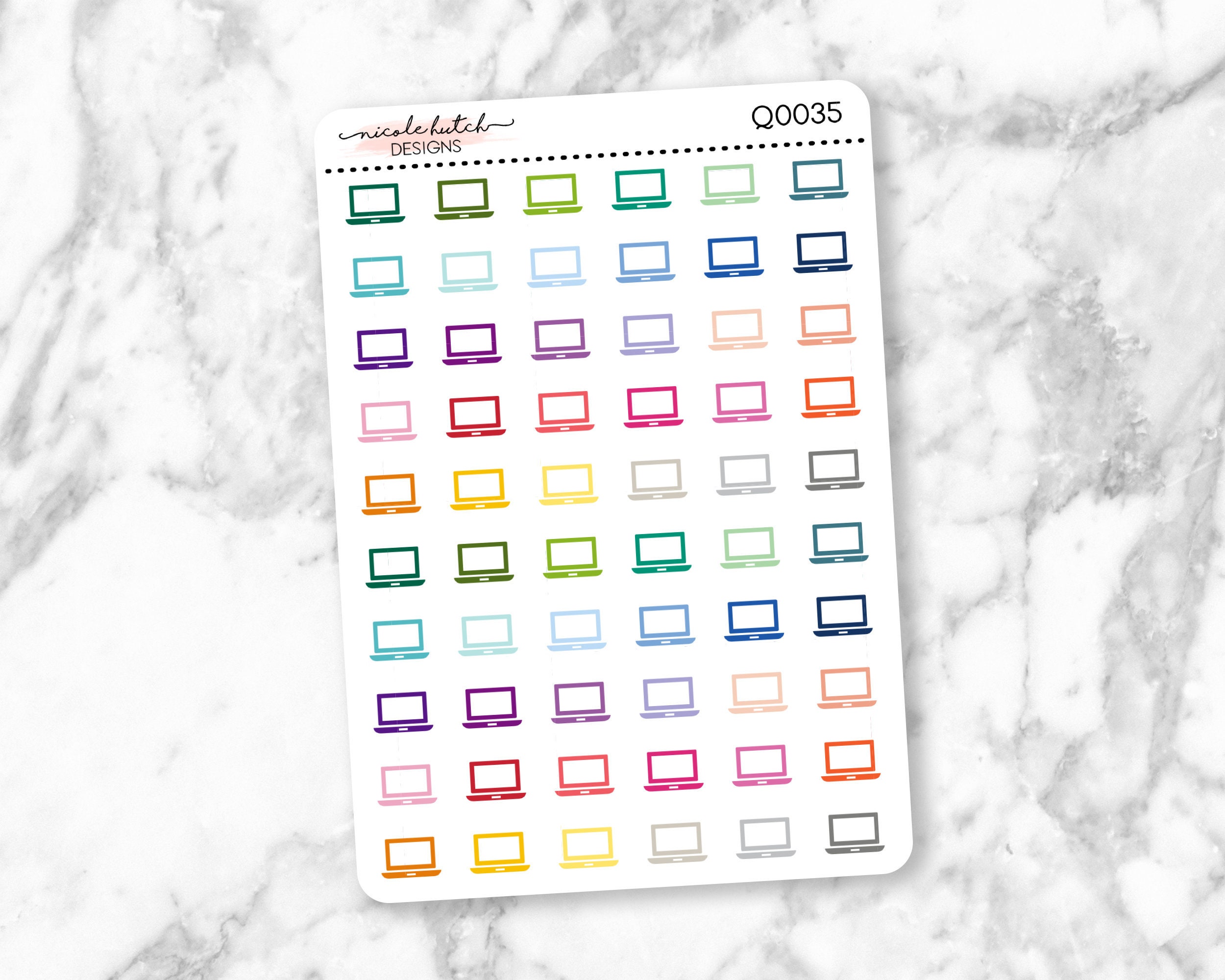 Q0035 || Laptop Computer Small Icon Planner Stickers - Functional Sti…