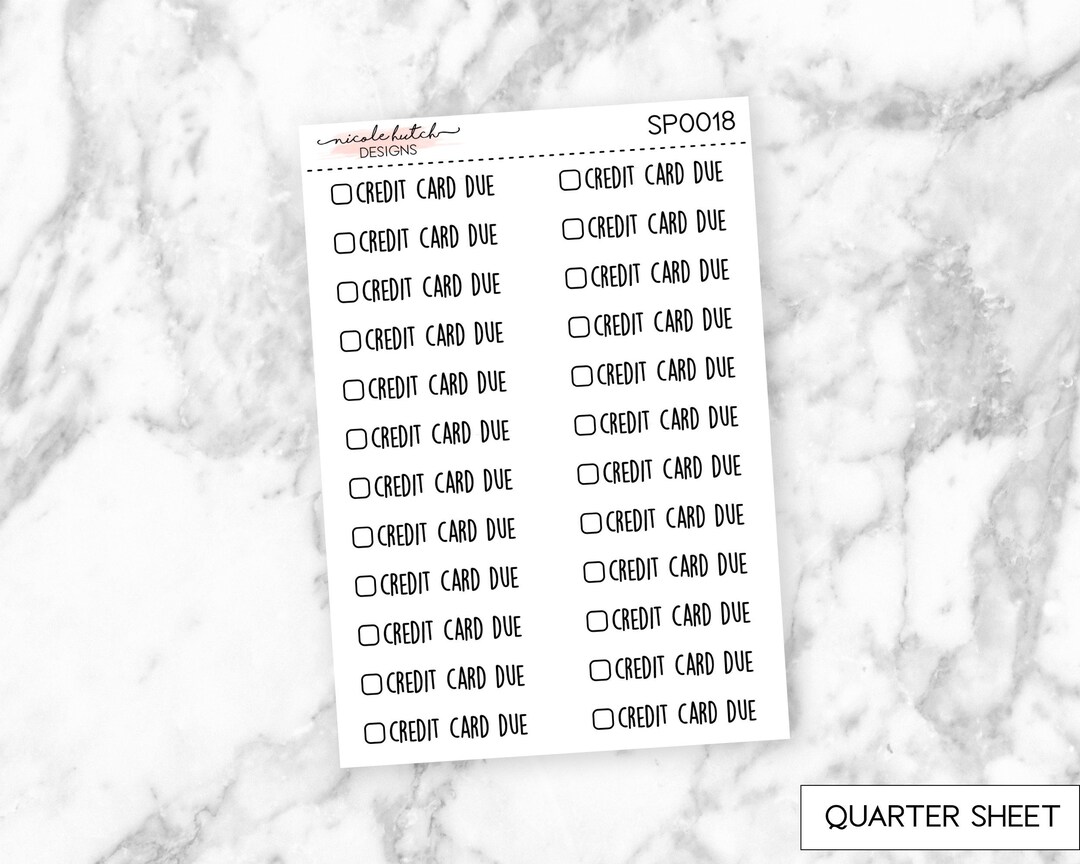 Credit Card Due Mini Text Planner Stickers Functional Etsy credit-card-payment-due-date-vs-statement-closing-date-credit-one-bank