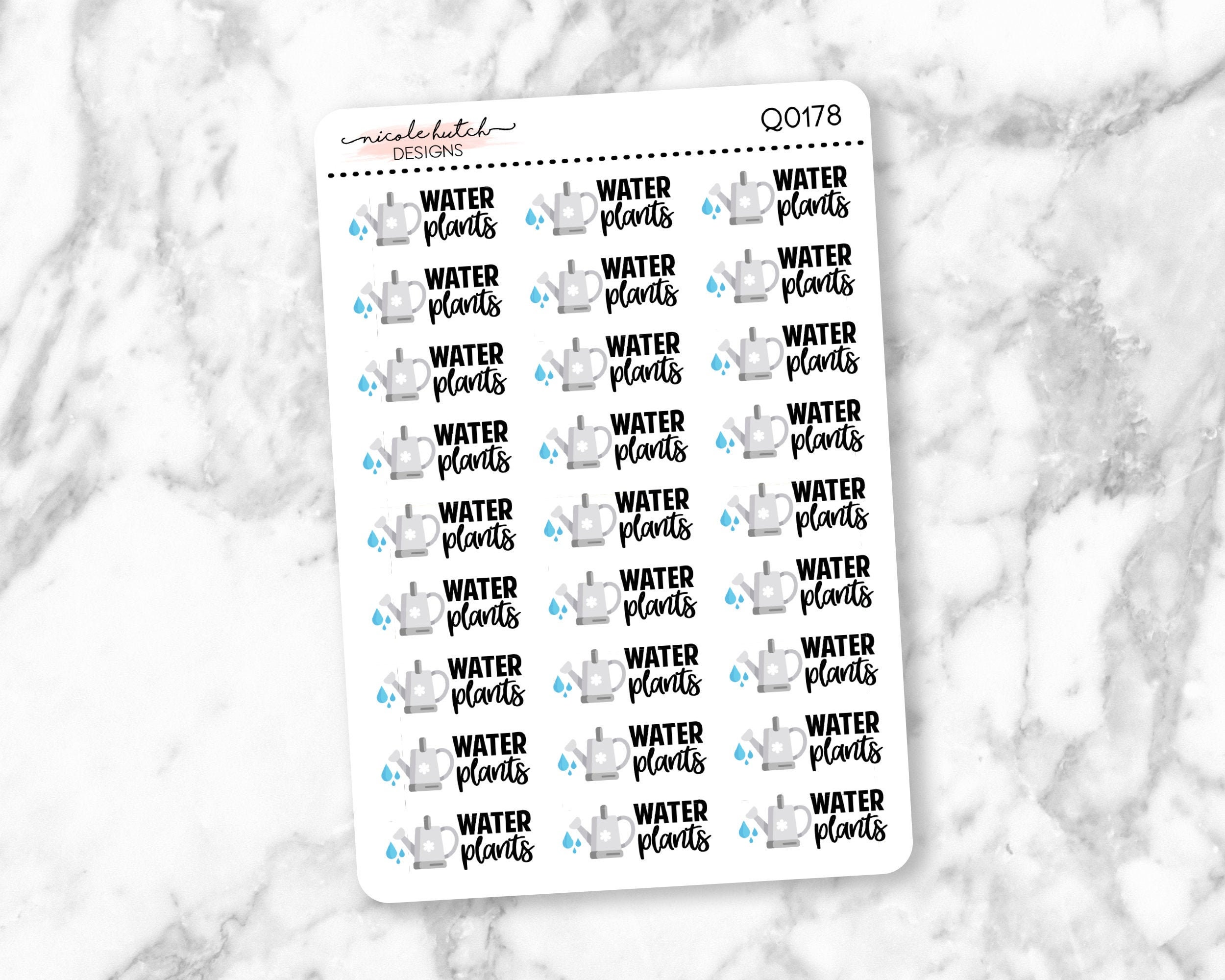 Q0178 || Water Plants Typography Planner Stickers - Functional Sticke…
