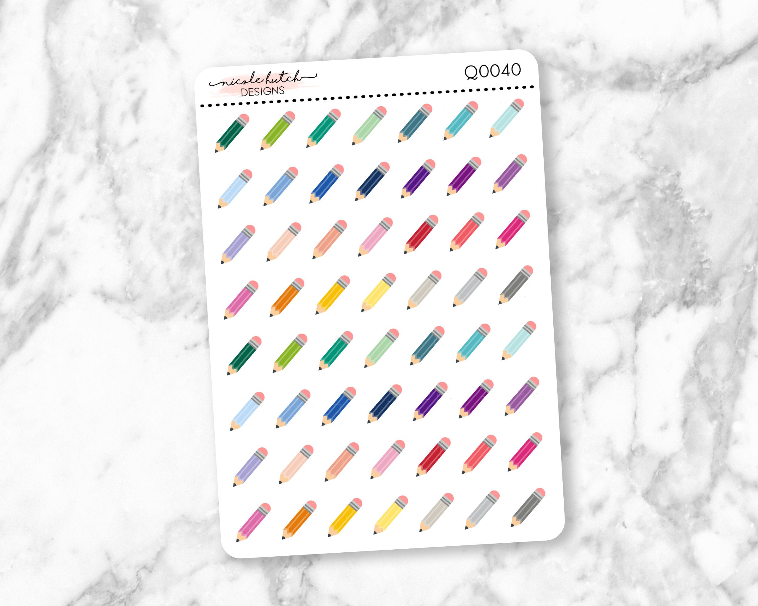 Q0040 || Pencil Small Icon Planner Stickers - Functional Stickers - C…