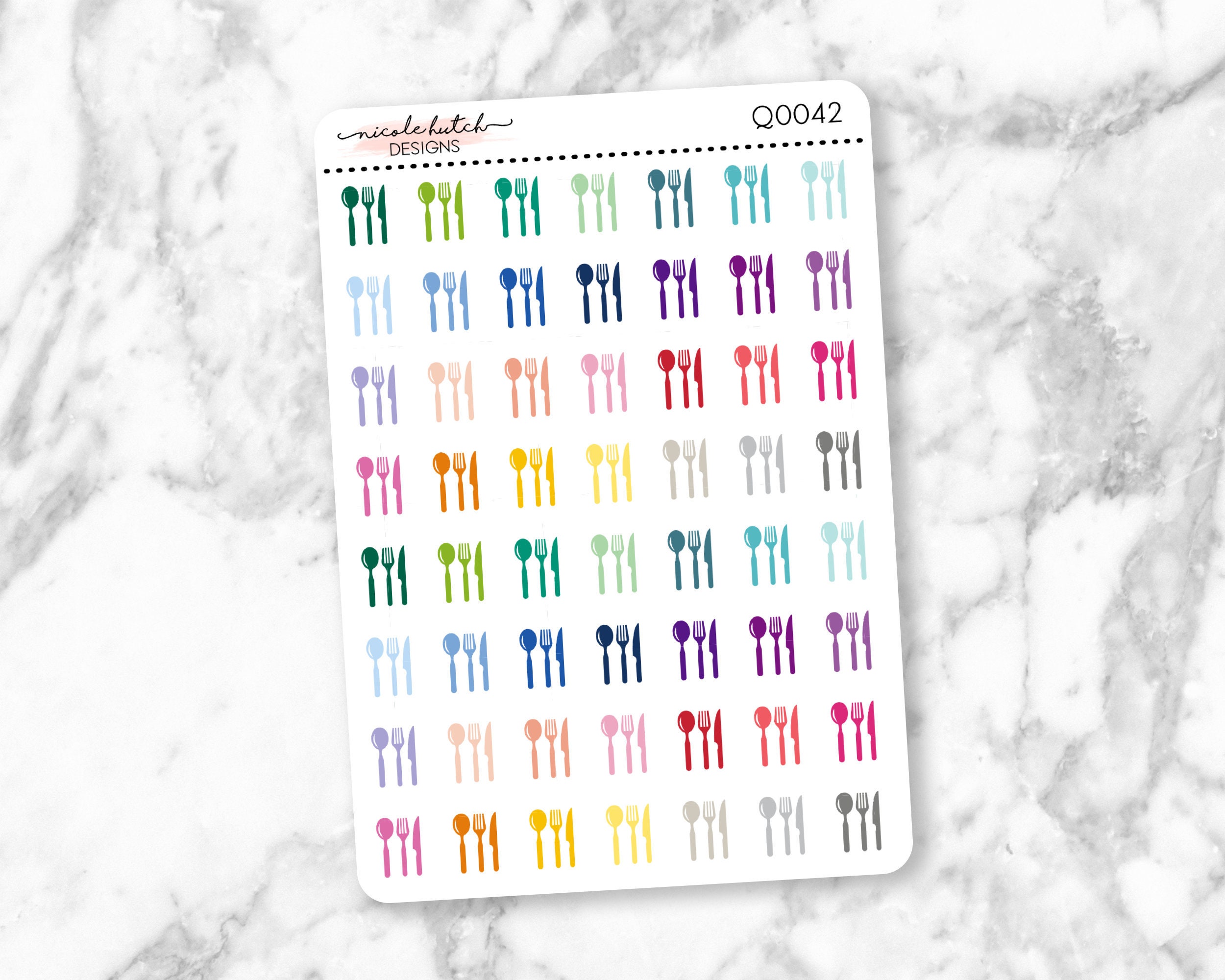 Q0042 || Meal Utensils/Silverware Small Icon Planner Stickers - Funct…
