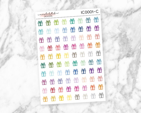 MINI Present Icon Mini Planner Stickers - Functional Stickers - Matte  Removable Labels || IC0001