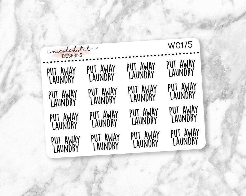 Matte Removable Labels W0161 || Fold Clothes MINI Text Planner Stickers Mini Sheet Functional Stickers Black Text