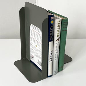 Vintage Globe-Wernicke Industrial Metal Bookend-Angular Gray Steel Single Book Holder
