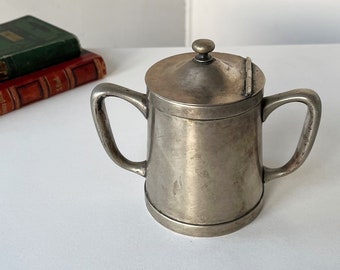 Vintage Cecilware Silver Plated Sugar Bowl-Hinged Lid - Two Handles - Silver Soldered - Lidded Metal Storage Container - Free Shipping