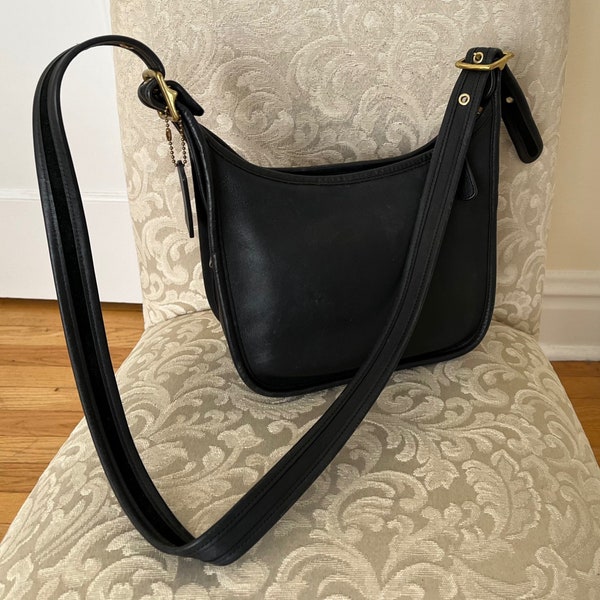 Vintage Coach 9950 Janice Legacy Black Leather Crossbody Bag-Shoulder Bag- Hobo Bag-Zip Saddle Bag-Classic Coach With Hang Tag-Free Shipping