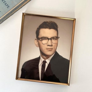 Vintage Gold Metal Easel Back Picture Frame With Glass For 8 x 10 Photo - Scroll Design Table Top Frame- Wall Frame