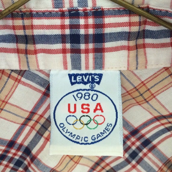 Vintage Levi's Plaid Shirt 1980 USA Olympic Games… - image 3