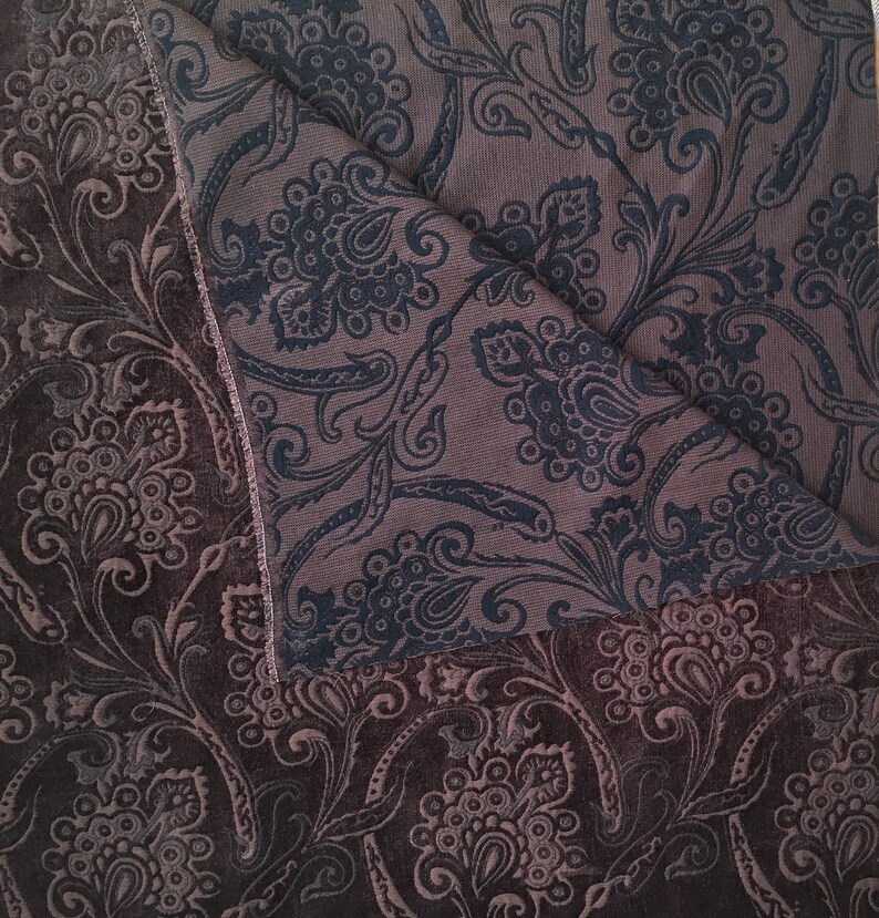 Length Of Brown Flocked Embossed Velvet Upholstery Fabric Etsy