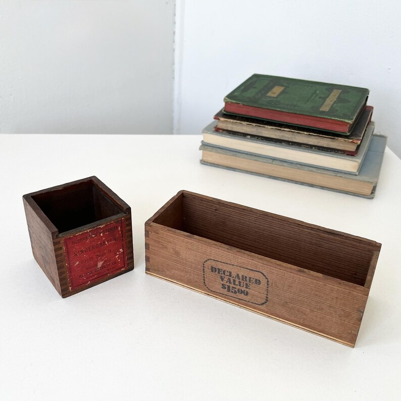 Rectangular Set Gift Box Vintage Dovetailed Wood Box-milton Bradley Co.-occupational Material ...