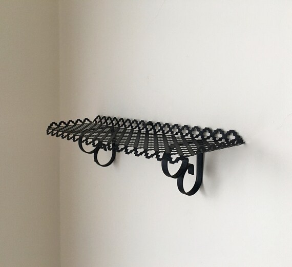 Mid Century Black Metal Lattice Wall Shelf mesh Wall Shelf Etsy