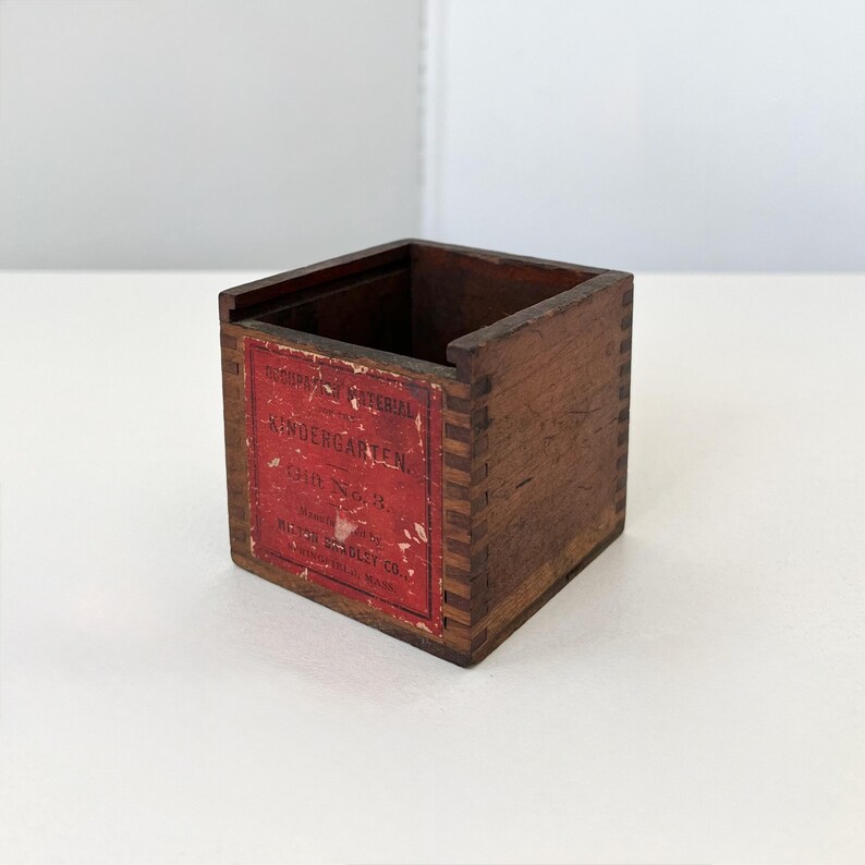 Rectangular Set Gift Box Vintage Dovetailed Wood Box-milton Bradley Co.-occupational Material ...