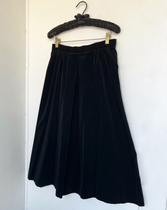 JC Penney Fashions Black Velvet Midi Skirt-vintage Long Flared  