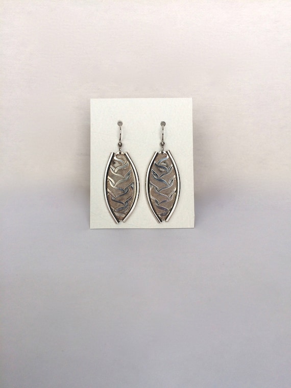 Vintage Sterling Silver Leaf Wire Earrings - Pierc