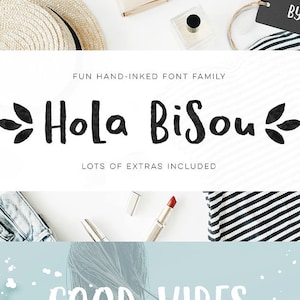 hola bisou, handlettered font, lettering font, ink font, cute font, handmade font, handlettering font, fun font, kid font, craft font, kid,