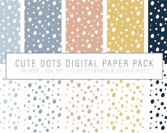 Dots Digital Paper pack, digital pattern, digital background, seamless patterns, tiling pattern, svg pattern, cute digital paper
