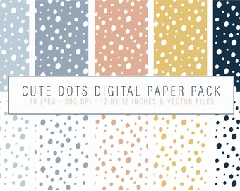 ドット デジタル ペーパー パック、デジタル パターン、デジタル背景、シームレス パターン、タイリング パターン、SVG パターン、かわいいデジタル ペーパー