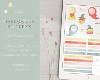 Halloween Goodnotes Stickers for digital planner. Ipad sticker book for digital planning in GoodNotes, notability, digi bujo. 72 PNG files
