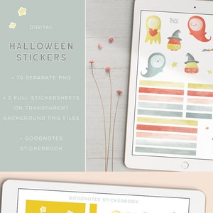 Halloween Goodnotes Stickers for digital planner. Ipad sticker book for digital planning in GoodNotes, notability, digi bujo. 72 PNG files