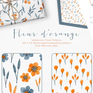 floral digital paper pack, repeating patterns, watercolor digital paper, watercolor flowers digital paper, digital paper flowers
