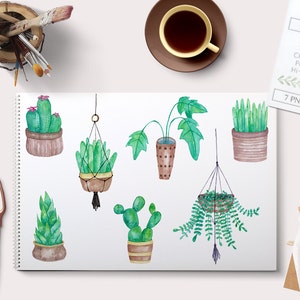 Watercolor succulent clipart, cactus clipart, plant clipart, succulent clip art, succulent graphics, watercolor cactus, watercolor plants,